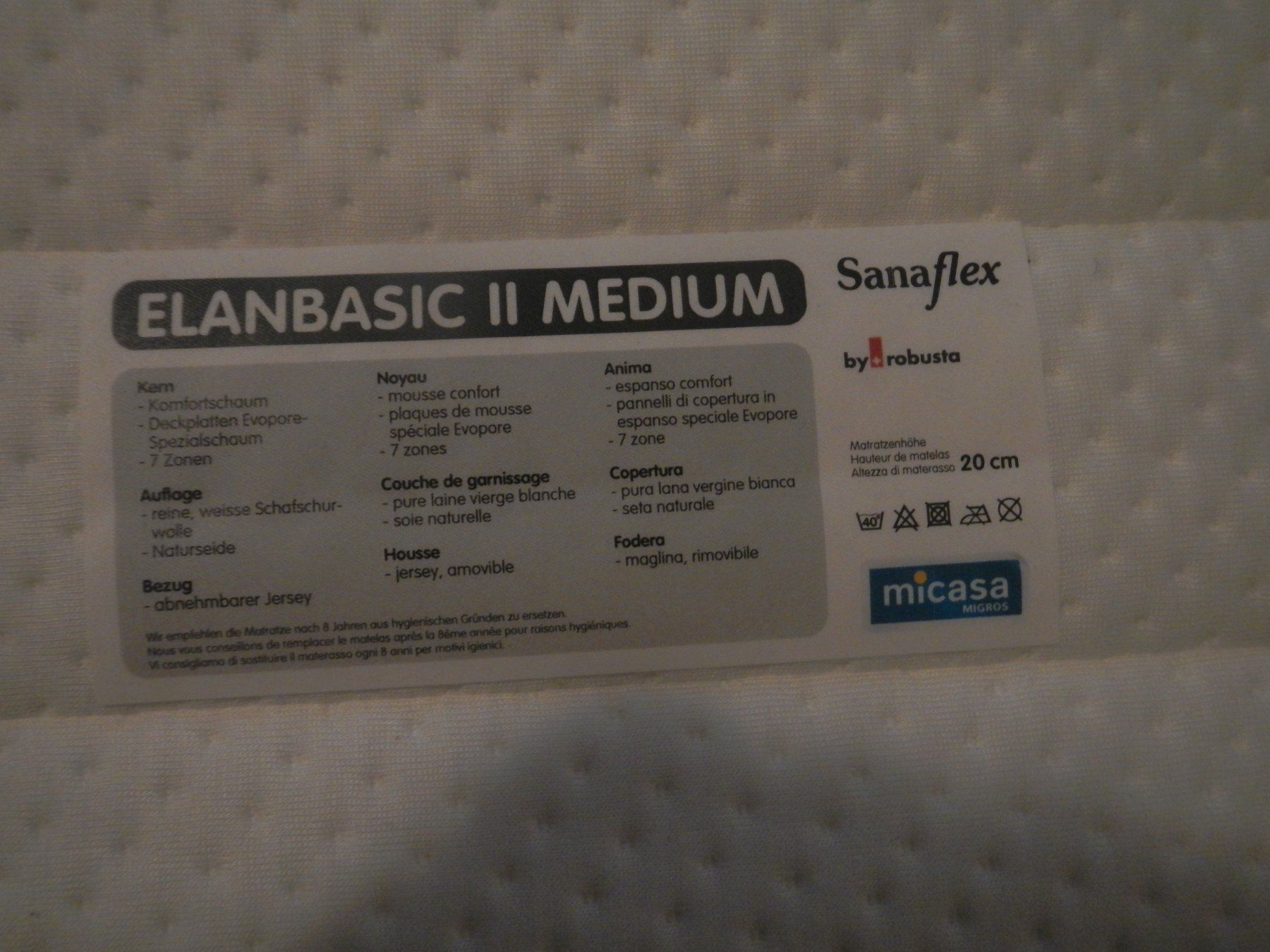 Matratzen: Sanaflex-Robusta Elan Basic II Medium - 140x200cm, wie neu – Gebraucht aus Däniken SO von Tera-x 1