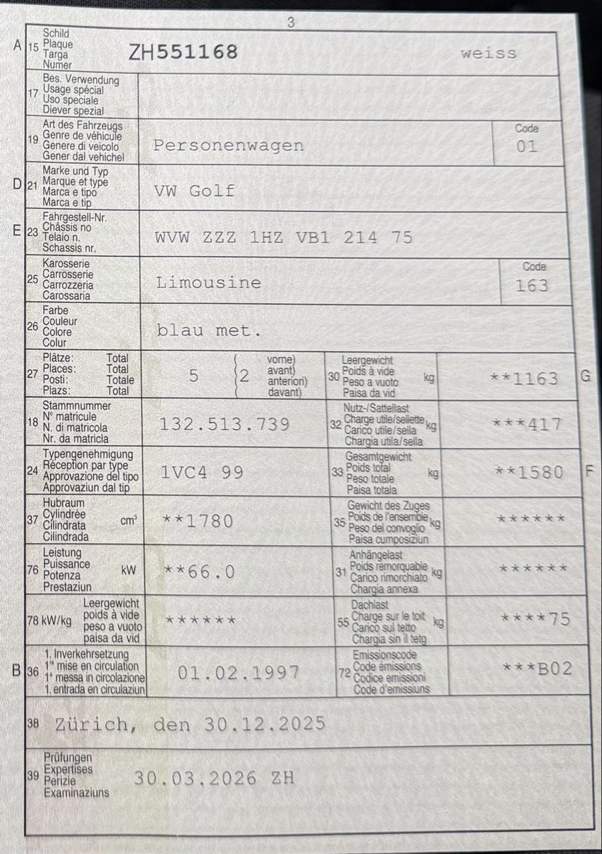 Autos: VW Golf 3 / 1.8 – Gebraucht aus Adliswil von Qemal_.kadrii0 4