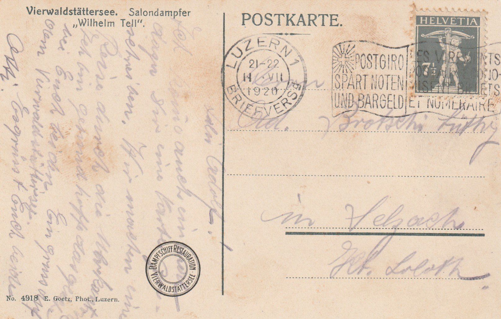 Cartoline postali: Dampfschiff Wilhelm Tell – Usato da Rorschacherberg venduto da fratovi2 1