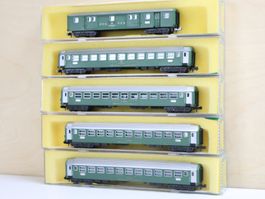 Minitrix 5 x SBB Reisezuwagen Set - Spur N