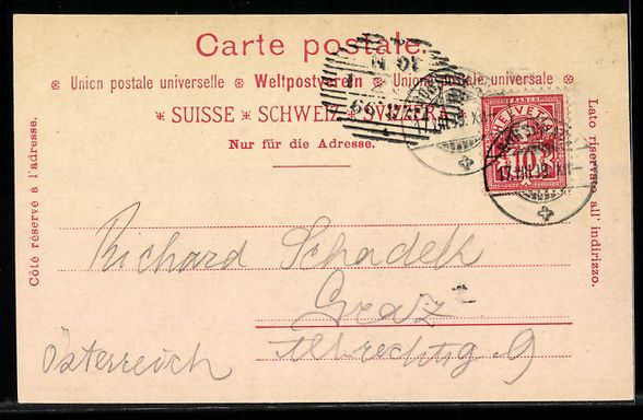 Cartoline postali: AK Rorschach, Blick zum Ort, 1899 – Usato da Berlin venduto da bartko-reher 1