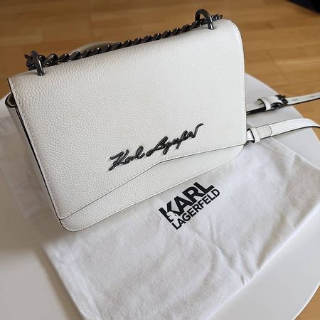 Karl Lagergeld Tasche, Designer Clutch, neuwertig, weiss