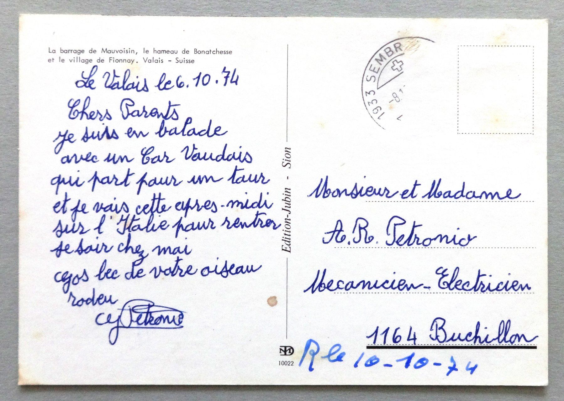 Ansichtskarten: Mauvoisin – Defekt aus Fétigny von Billy2miny 1