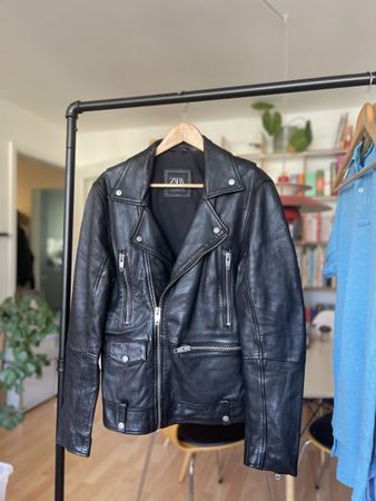Zara Lederjacke, Schwarz, Grösse S
