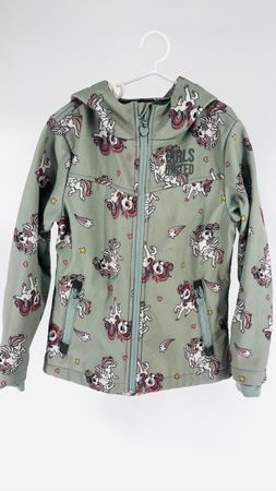 Mädchen Softshelljacke mit Einhorn Muster, Grösse 128