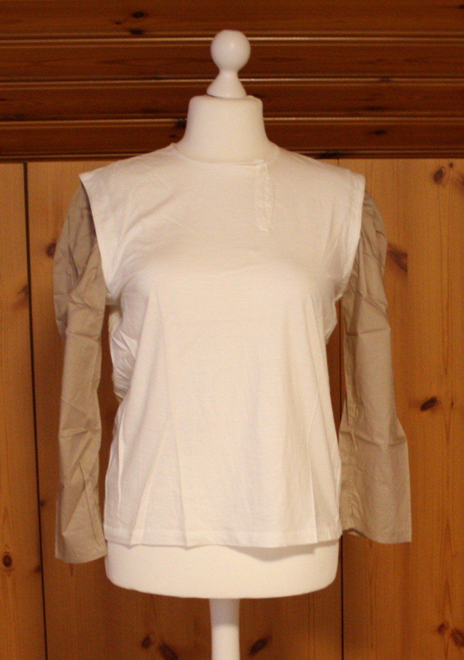 T-Shirts: T - Shirt Langarm weiss-beige Gr. M – Gebraucht aus Flüelen von Diversicum-Vintage