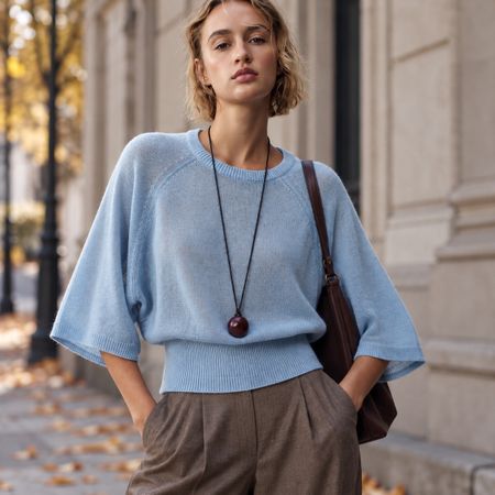 ZARA Strick Top Strickpullover Pullover 40 himmelblau NEU