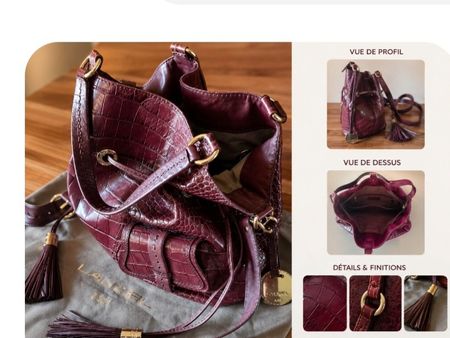 Sac à main Lancel "My first flirt" imitation croco bordeaux