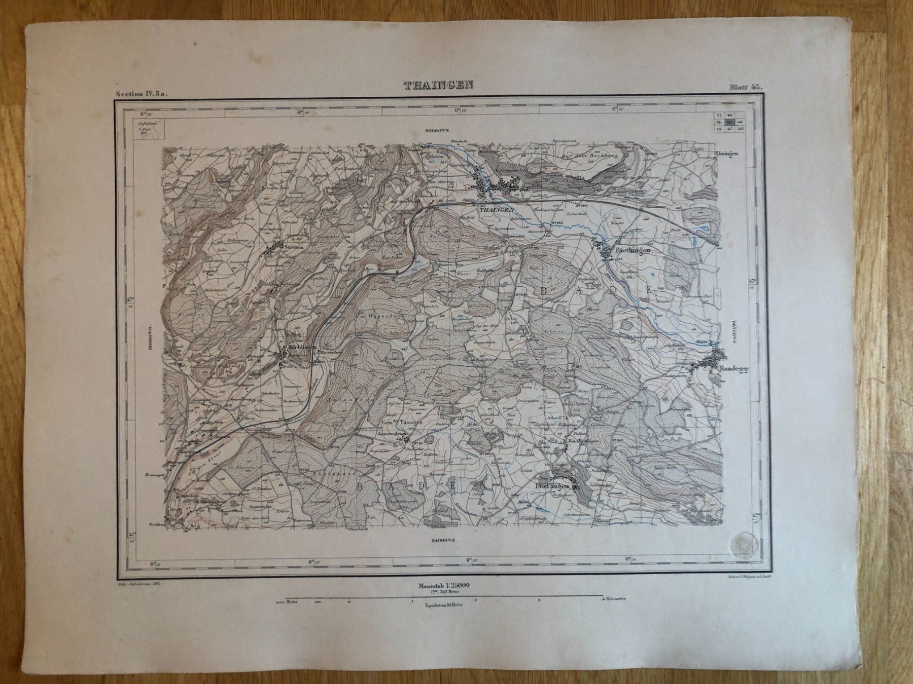 Cartine & Atlanti: Siegfriedatlas Bl. 45: Thaingen 1885 – Usato da Zürich venduto da allp