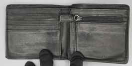 POLO RALPH LAUREN, Porte-monnaie en cuir et toile, noir