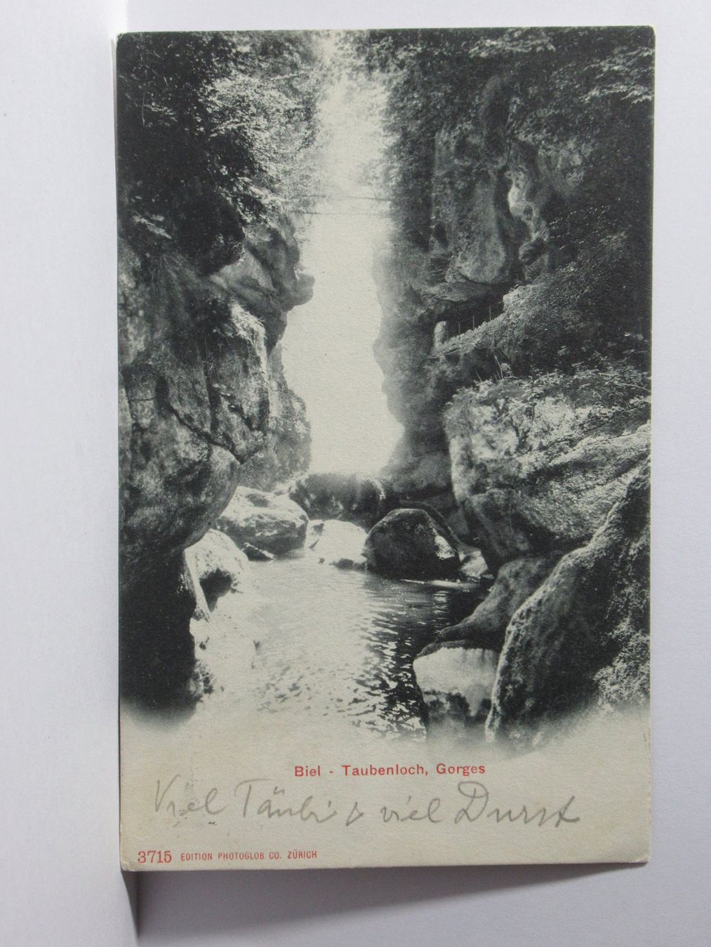 Cartoline postali: Biel , Taubenloch Gorges 1904 – Usato da Grenchen venduto da Bluemchen1900