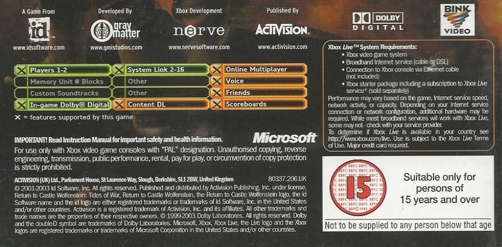 Jeux: Return to Castle Wolfenstein (Microsoft Xbox) guter Zustand – D'occasion à Bad Säckingen par ms-spiele-keys 2