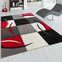 NEU Teppich Wohnzimmer Karo Rot GROSS 200x290 cm!