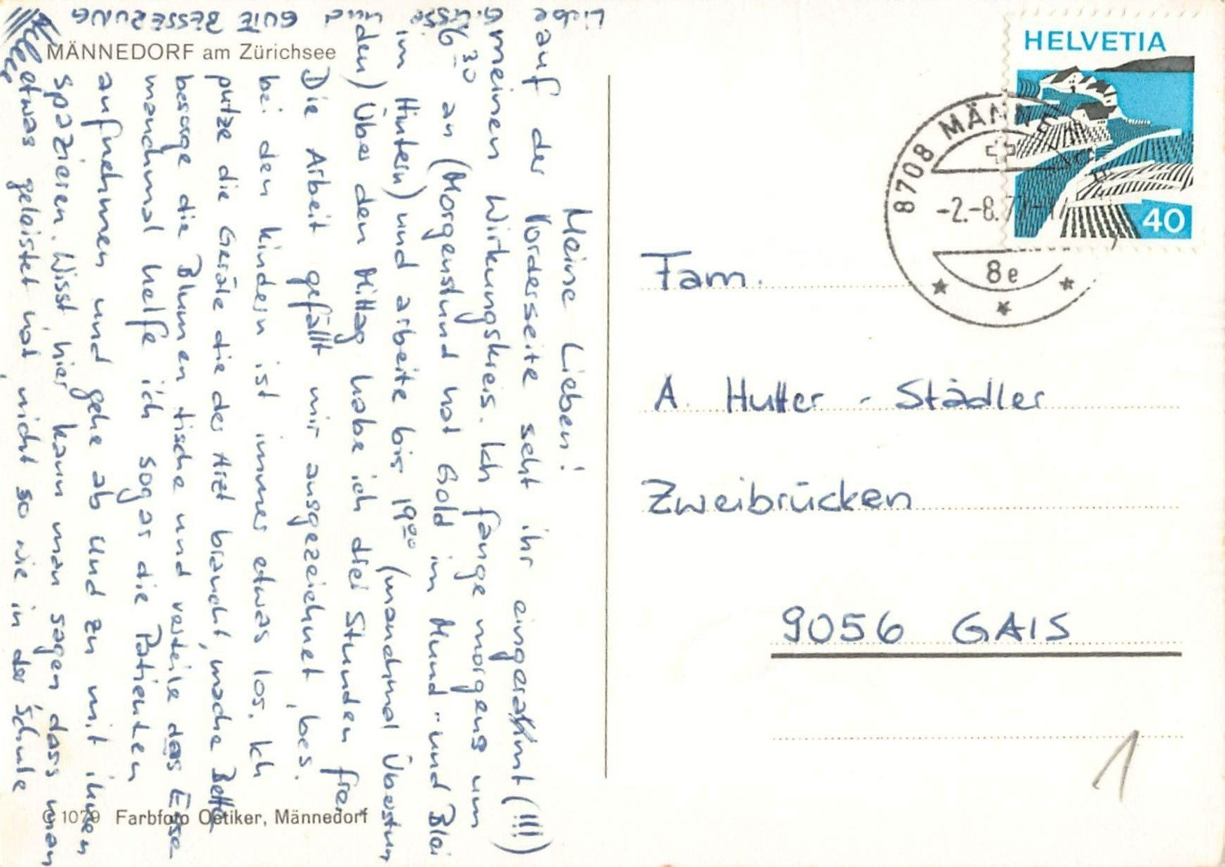 Cartes postales: Gruss aus MÄNNEDORF - schöne Luftaufnahme – D'occasion à Lufingen par TopAnsichtskarten 1