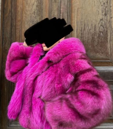 Pink Fuchspelz Bomber Jacke Gr. S-M