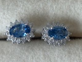 Luxus Elegante Ohrstecker Ohrschmuck Farbe : Silber/blau