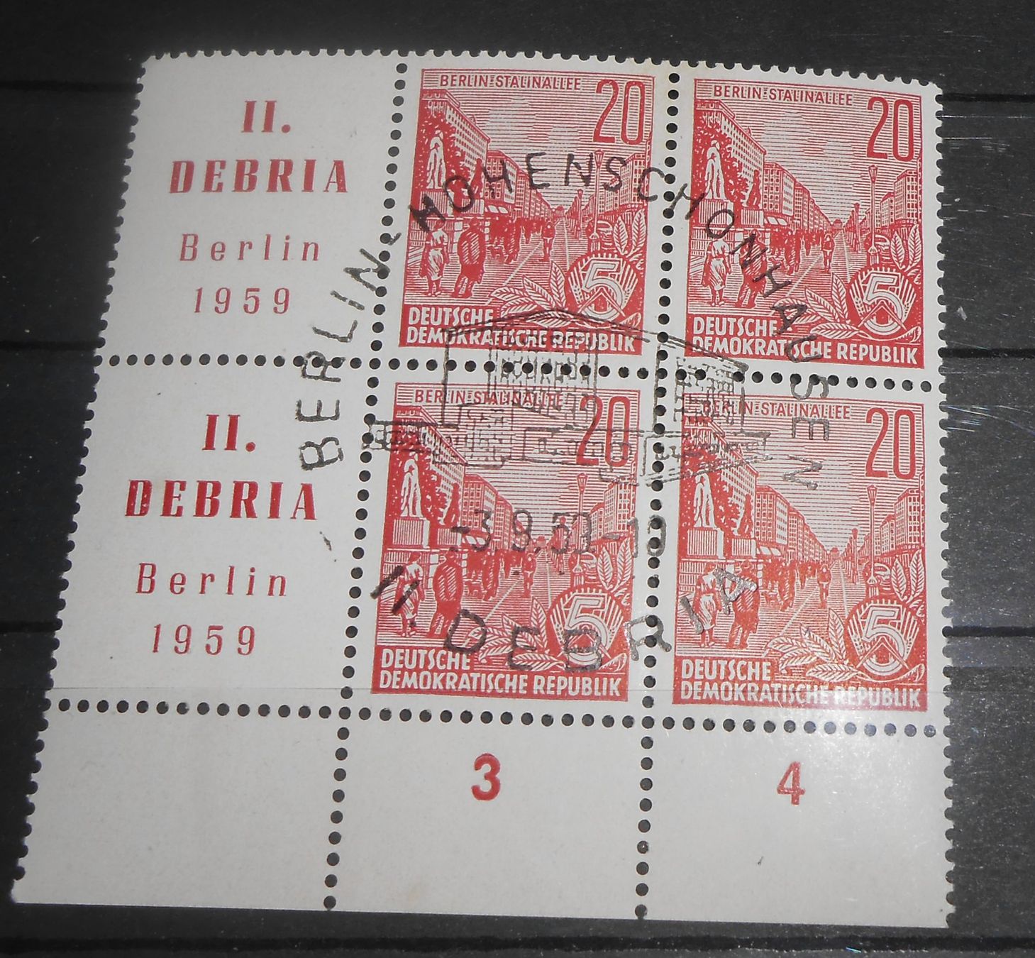 Tutti i francobolli: Briefmarken Berlin 1959 II. DEBRIA Block 4 Werte – Usato da Basel venduto da Javer