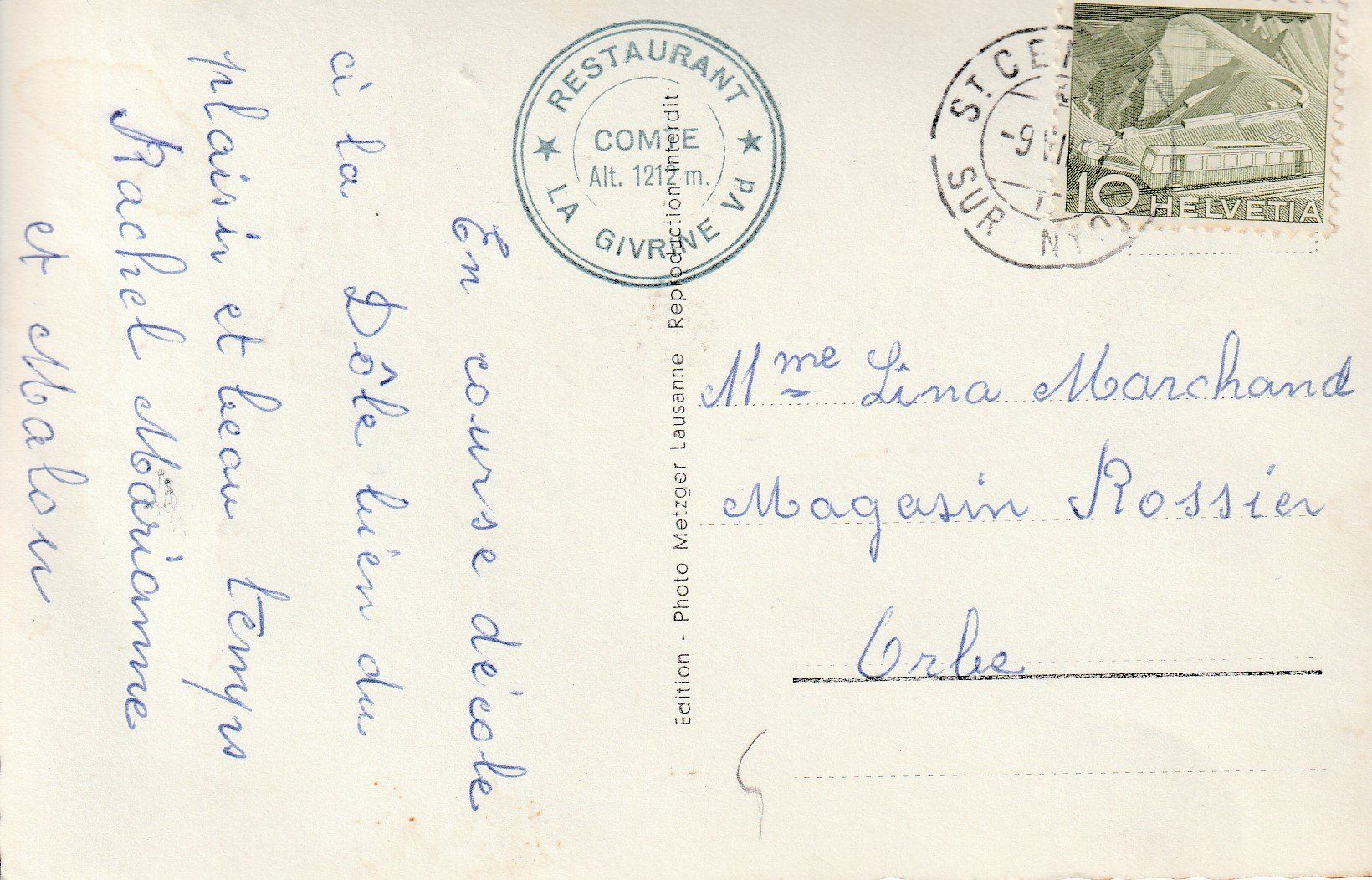 Cartoline postali: St Cergue - gel. 9.7.1957 – Usato da Fribourg venduto da schnalla92 1