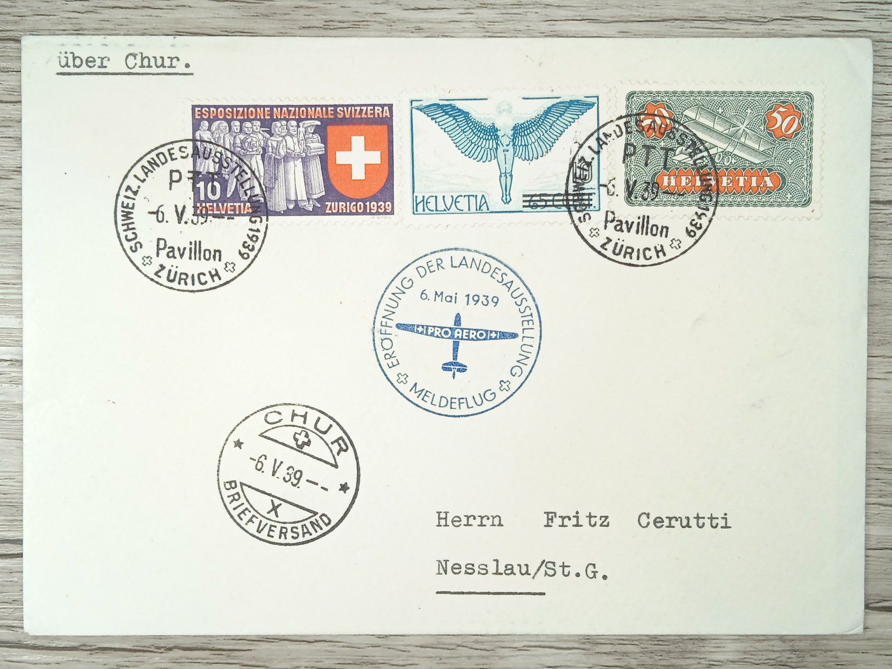 Tutti i francobolli: TR10 Enveloppe + Timbre Suisse 1939 – Usato da Cousset venduto da Patrick_Collections