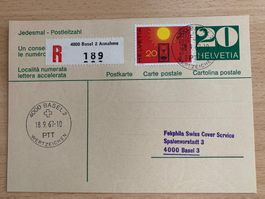 Alte Postkarte mit 20 Rappen PTT Wertzeichen