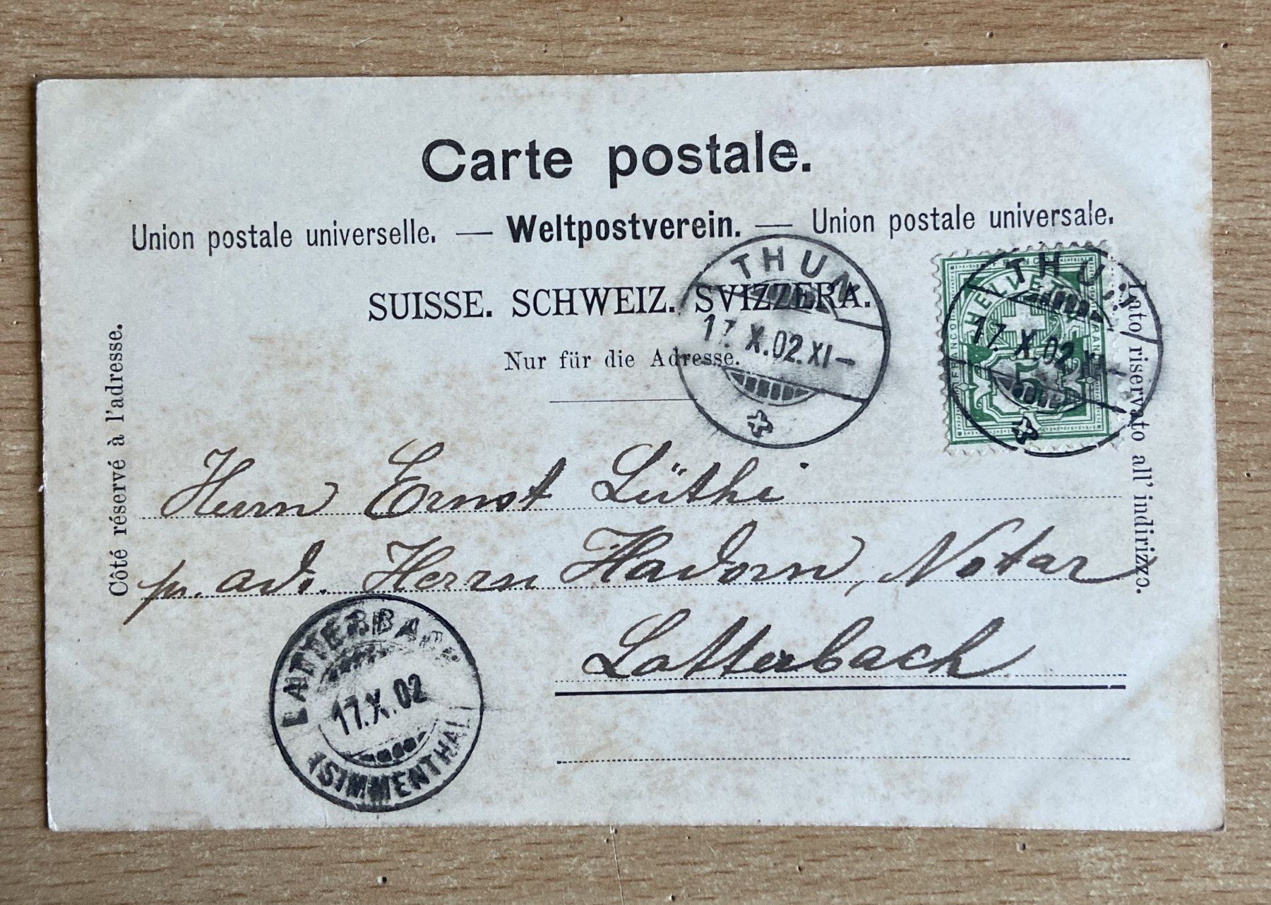 Cartoline postali: AK Thun vom Thunerhof aus gesehen – Usato da Böckten venduto da Hansi36 1