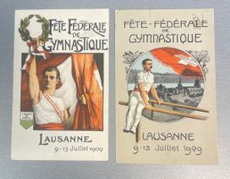 Fête Fédérale de Gymnastique Lausanne 1909; 2 Postkarten