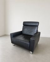 Sessel Leder schwarz Metallfüsse guter Zustand