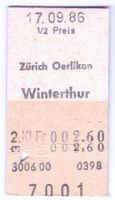 Billette Zürich Oerlikon - Winterthur