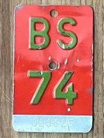 BS 74 - VELONUMMER - FAHRRADSCHILD - PLAQUE DE VELO - BS 74