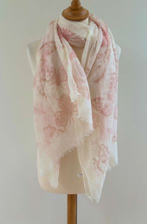 Tuch / Foulard - weiss / blassrot
