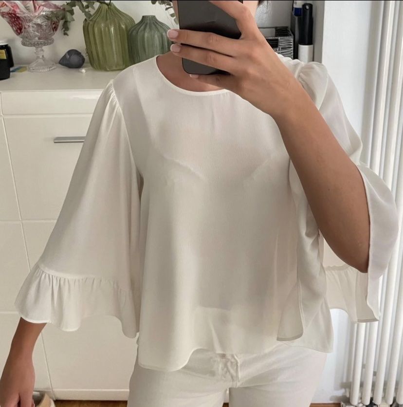 Zara Top: Haut Zara blanc large et léger, taille M – Usato da Châtelaine venduto da nan_j75j 2