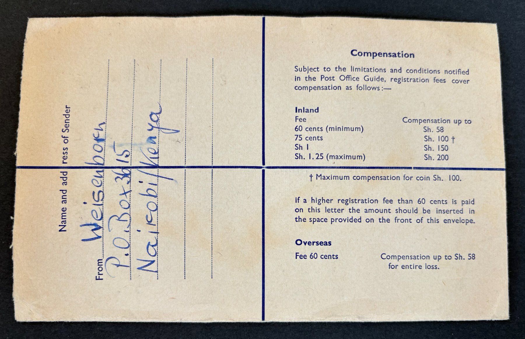 Tous les timbres: REGISTERED LETTER TANZANIA-UGANDA-KENYA – D'occasion à Ostermundigen par Wyatt-Earp 1