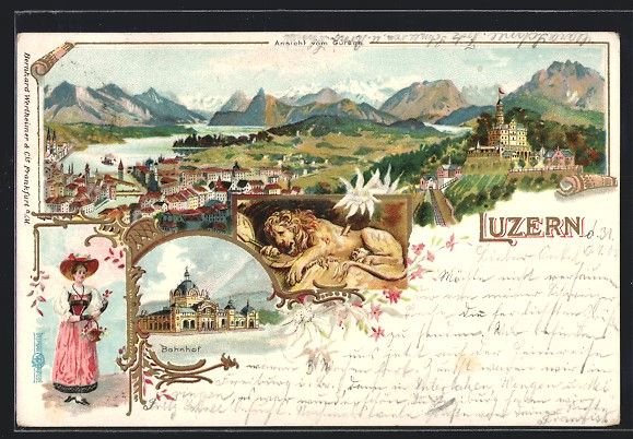 Cartoline postali: Litho Luzern, Teilansicht vom Gütsch, B – Usato da Berlin venduto da bartko-reher