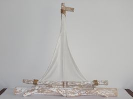 Dekoratives Segelschiff aus Holz - Länge 72cm Höhe 64cm