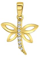 Gold 375 Halsschmuck Anhänger Halskette Libelle