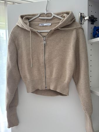 ZARA Strickjacke mit Kapuze beige Grösse M