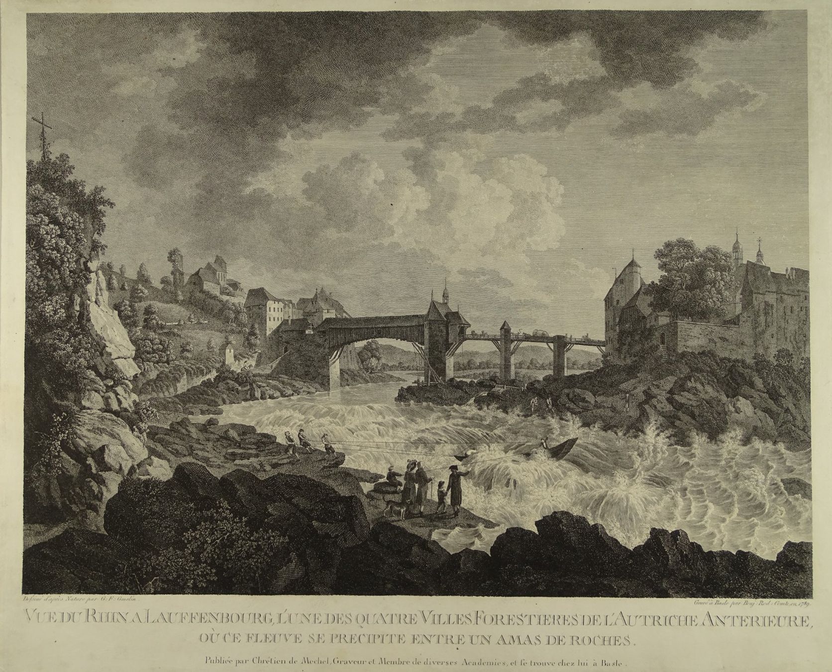 Stiche: LAUFENBURG, GROSSER KUPFERSTICH 1789 – Gebraucht aus Grüningen von Kartensammler 1