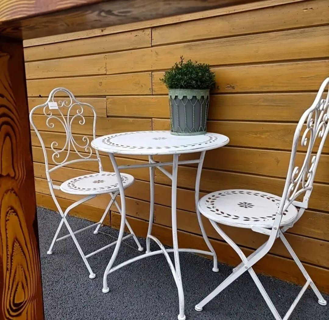Set di tavolo e panche: 3-teiliges Metall Retro-Stil Bistro-Set – Nuovo e nell'imballaggio originale da Hochdorf venduto da b1.p 1