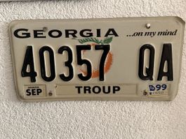 Vintage USA Georgia Nummernschild 40357QA, Jahr 1999