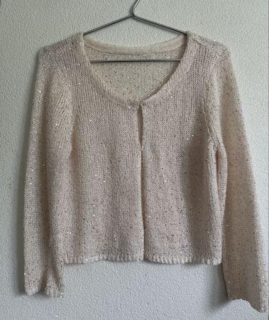 Damen Strickjacke beige mit Pailletten Grösse S