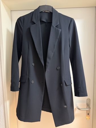 Langer Damen Blazer schwarz zweireihig