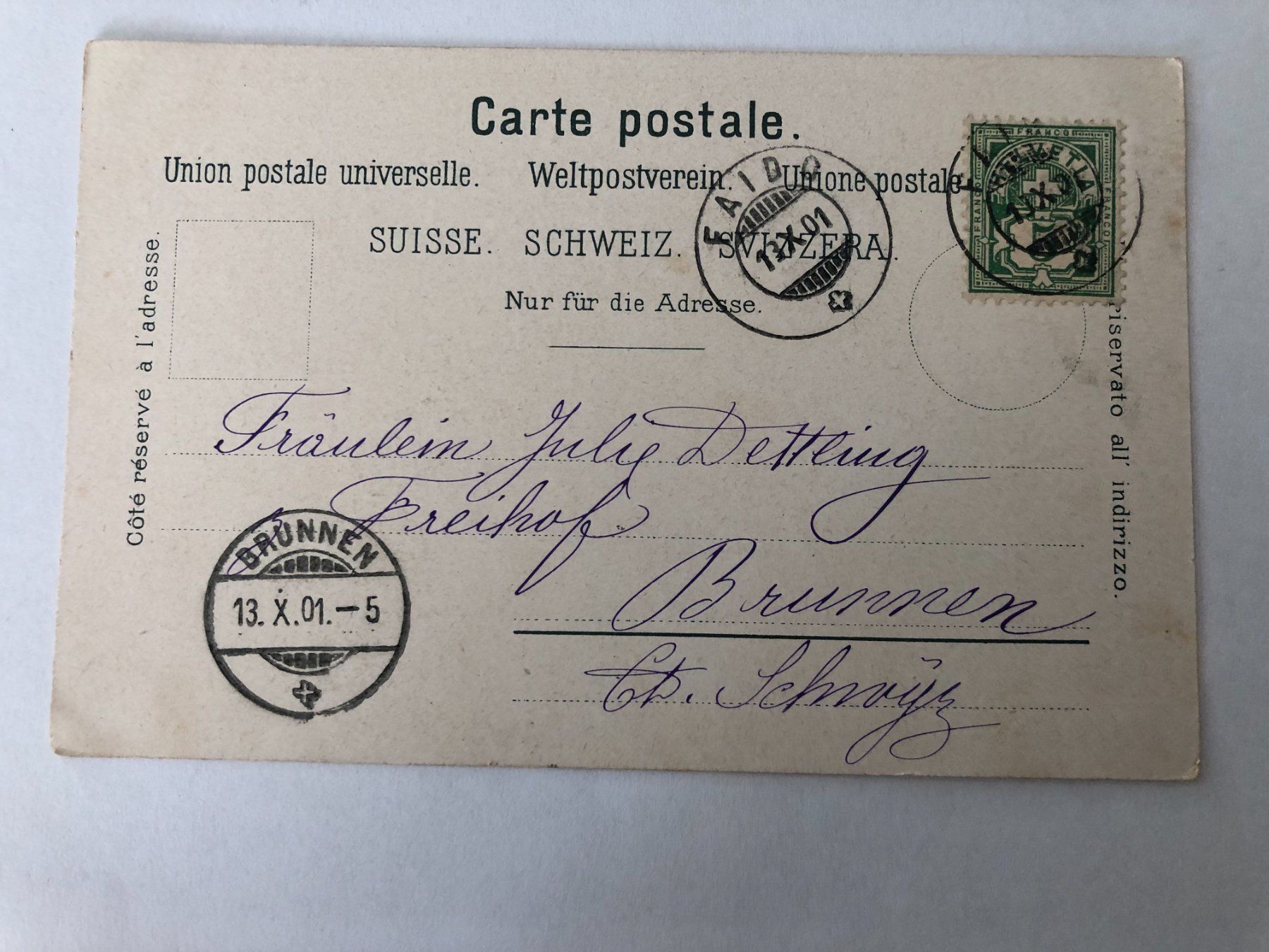 Cartoline postali: Alte Ansichtskarte AIROLO mit Berg 1901 – Usato da Pfäffikon ZH venduto da Waltoversand 1