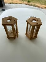 2 dekorative Holzlaternen / Windlichter
