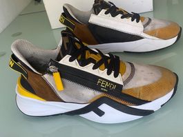 FENDI Flow FF Print Neoprene Leder Low Top Sneakers 42