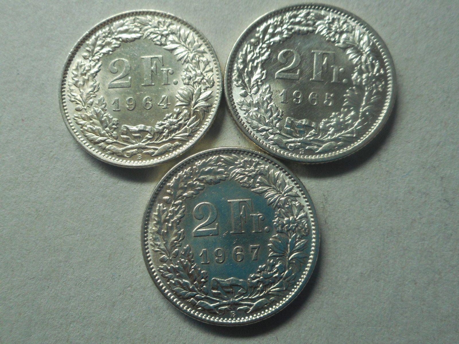 Tutti le monete: 3 x 2 Fr. silber  1964/65/67 – Nuovo (secondo la descrizione) da Kriegstetten venduto da pizlad2010 1