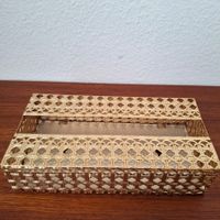 boîte à mouchoir vintage métale doré cannage