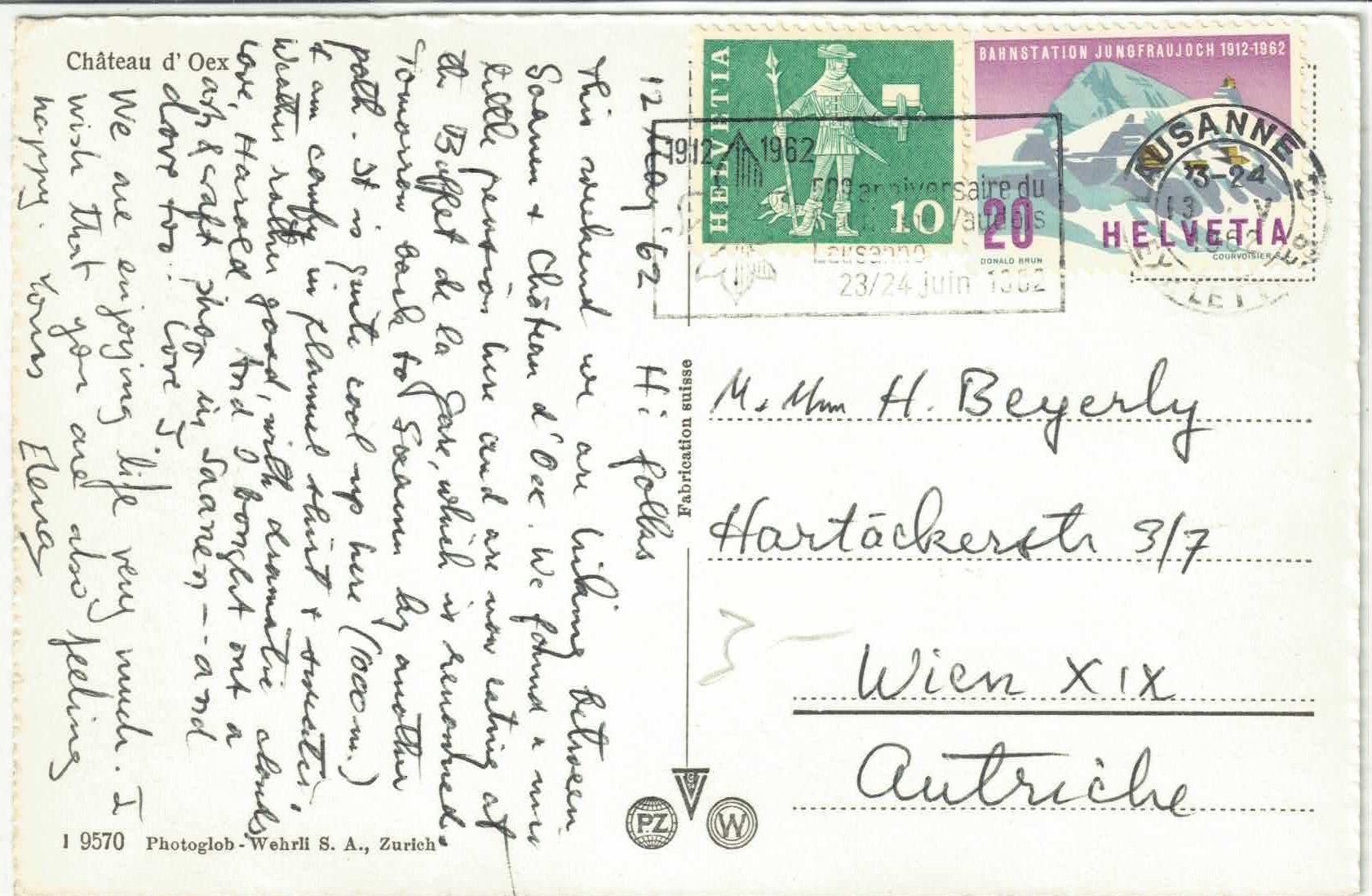 Cartoline postali: Chateau d'Oex - Vue generale – Usato da Ettingen venduto da Kartenplanet 1