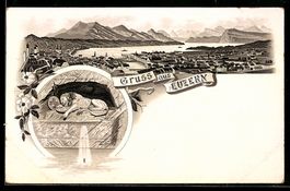 AK Luzern, Panorama und Löwendenkmal