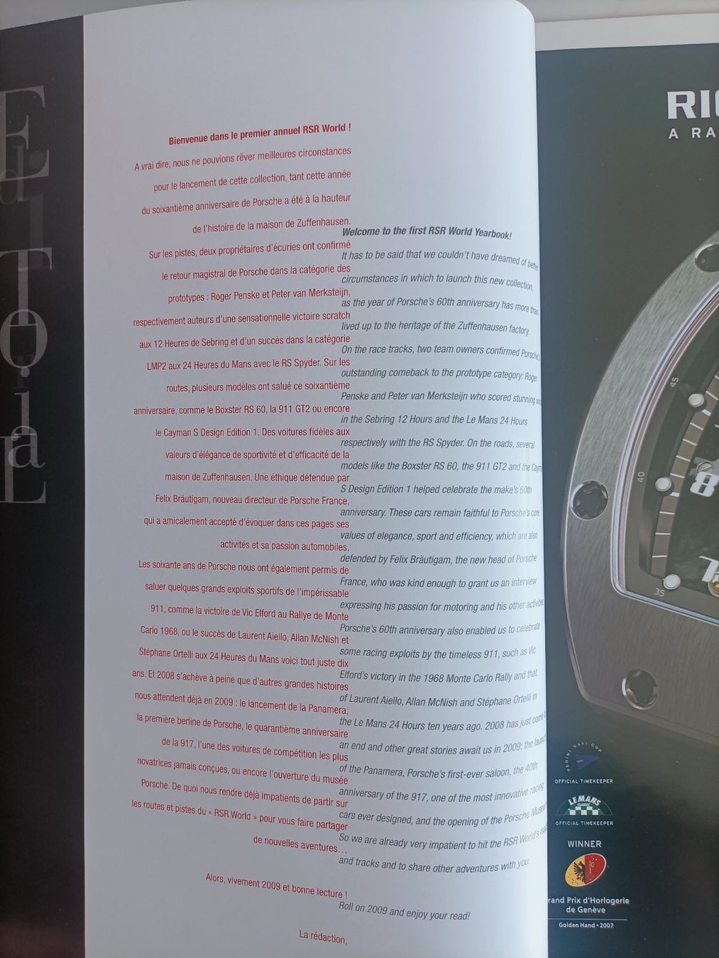 Revues & Magazines: Porsche RSR World annuel 2008 – D'occasion à crans montana par AB3963 1