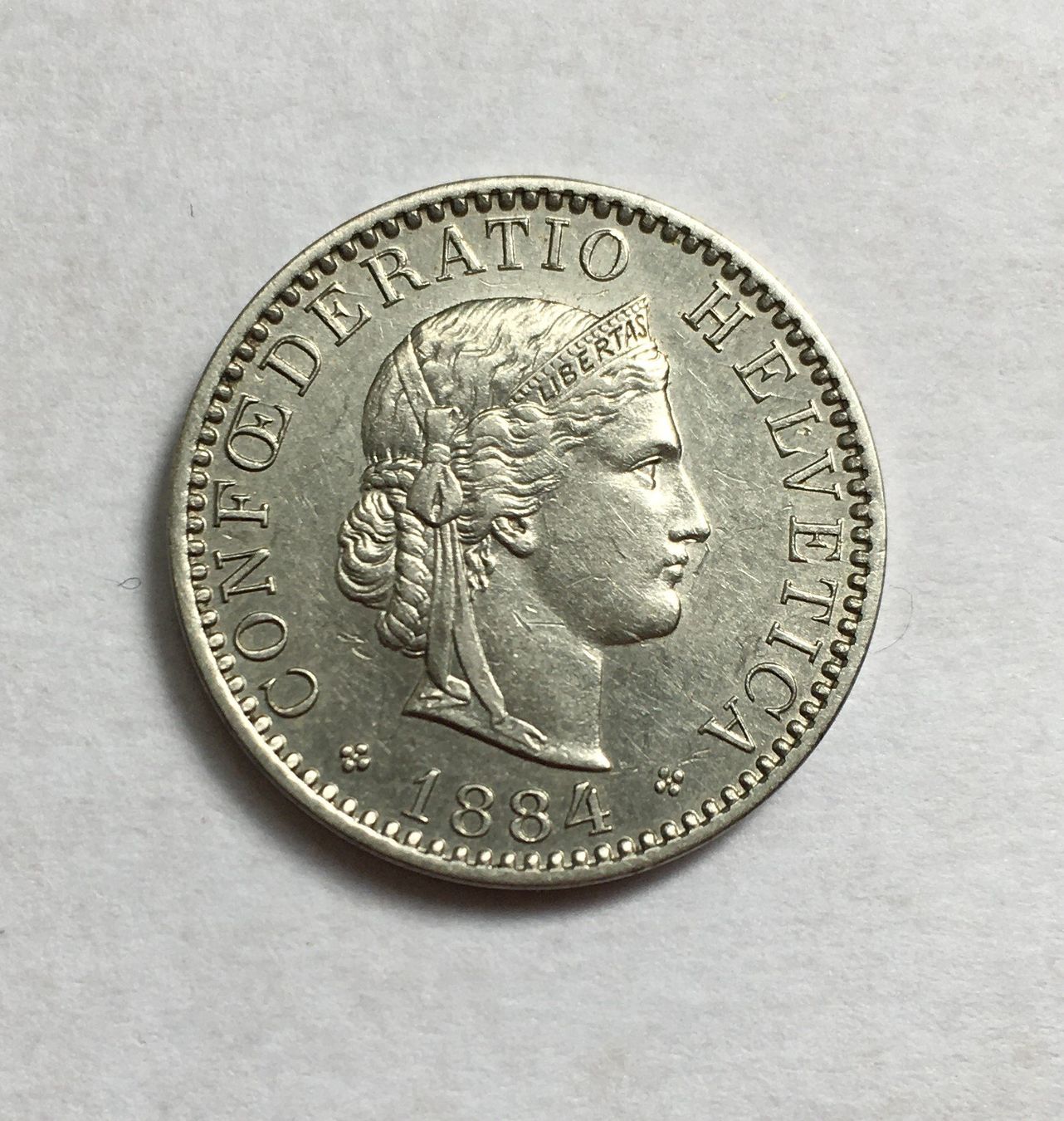 Tutti le monete: 1884 20 Rappen vz+ – Usato da Kirchberg SG venduto da Helveticus00